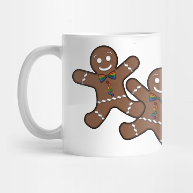 Gay Pride Christmas Gingerbread Men Couple with Rainbow Buttons by LiveLoudGraphics